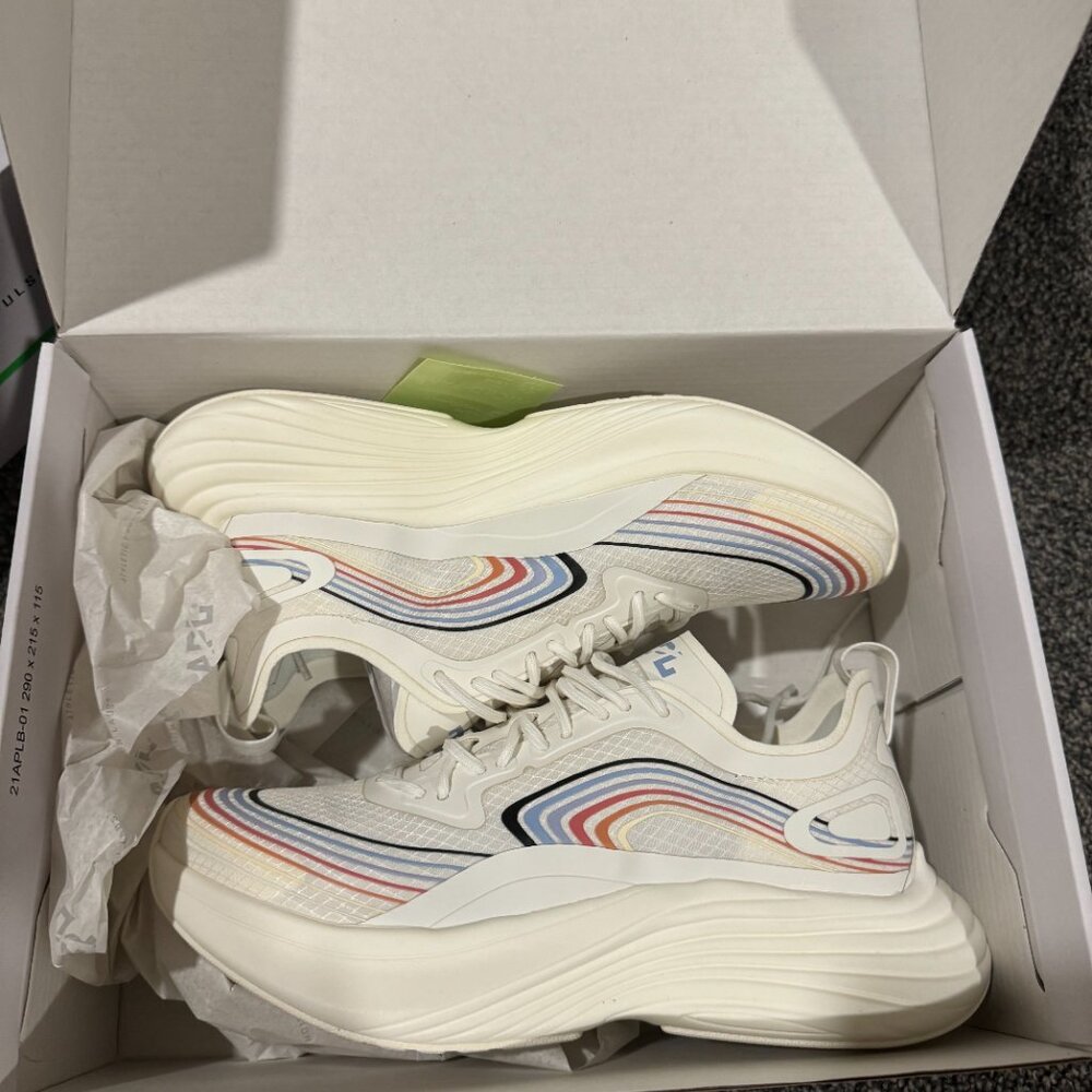 APL White Athletic Sneakers with Rainbow Stitching